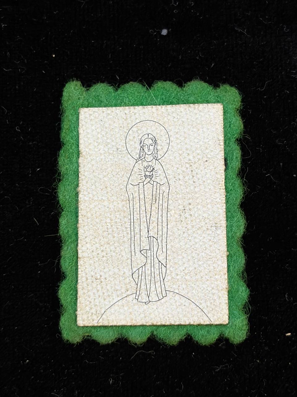 Antique Green Scapular of the Immaculate Heart of Mary | German Catholic Devotional