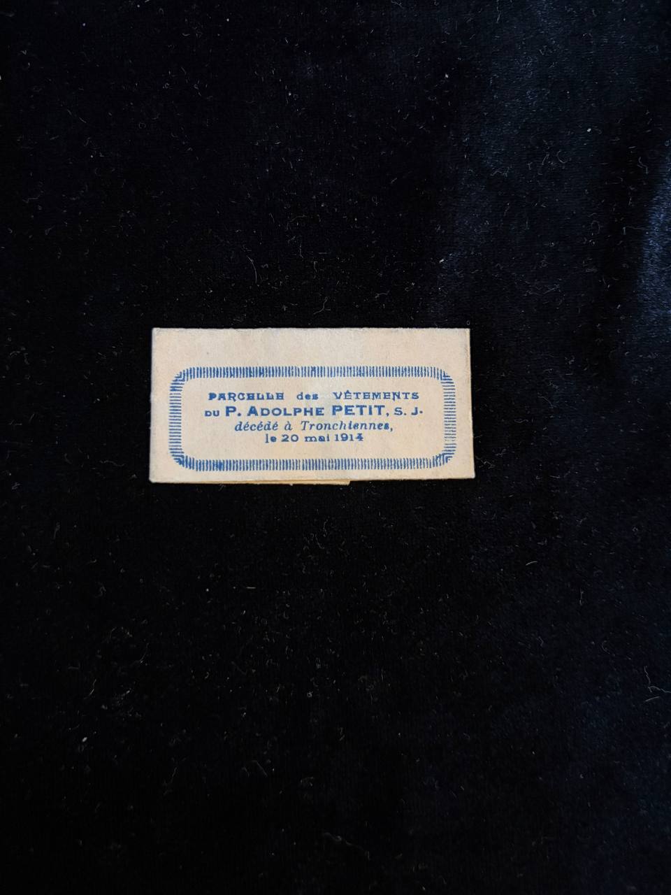 Antique Relic of Venerable Adolphe Petit, S.J. | 1914 Fragment of His Clothing | Jesuit Devotional Relic