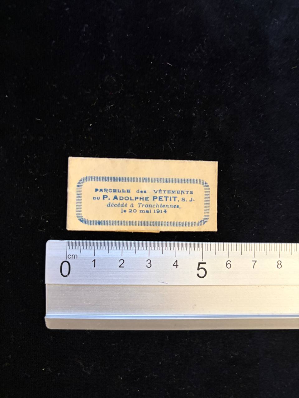 Antique Relic of Venerable Adolphe Petit, S.J. | 1914 Fragment of His Clothing | Jesuit Devotional Relic