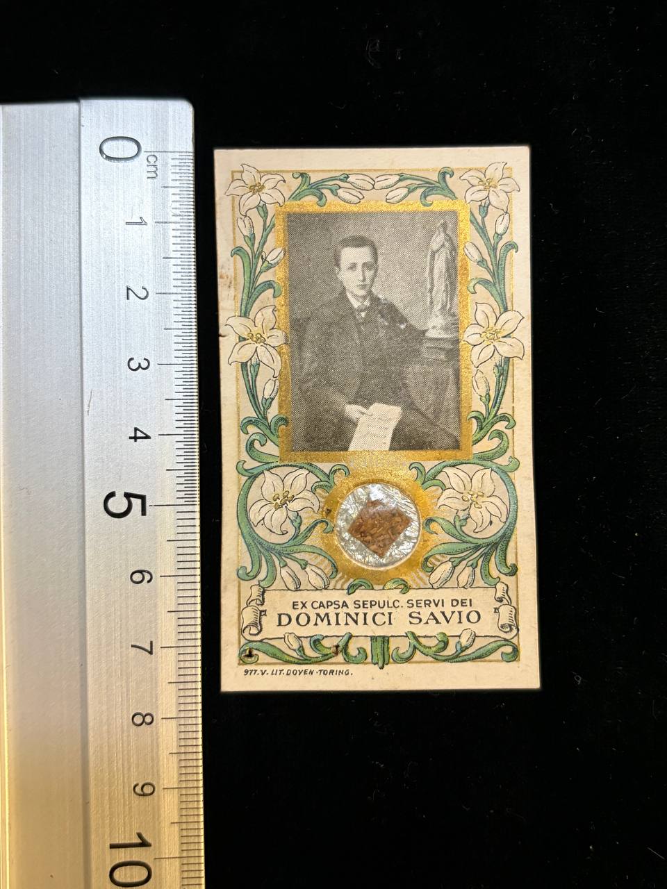 Rare Relic of Servant of God Dominic Savio | Ex Capsa Sepulcri | Salesian Catholic Relic Card