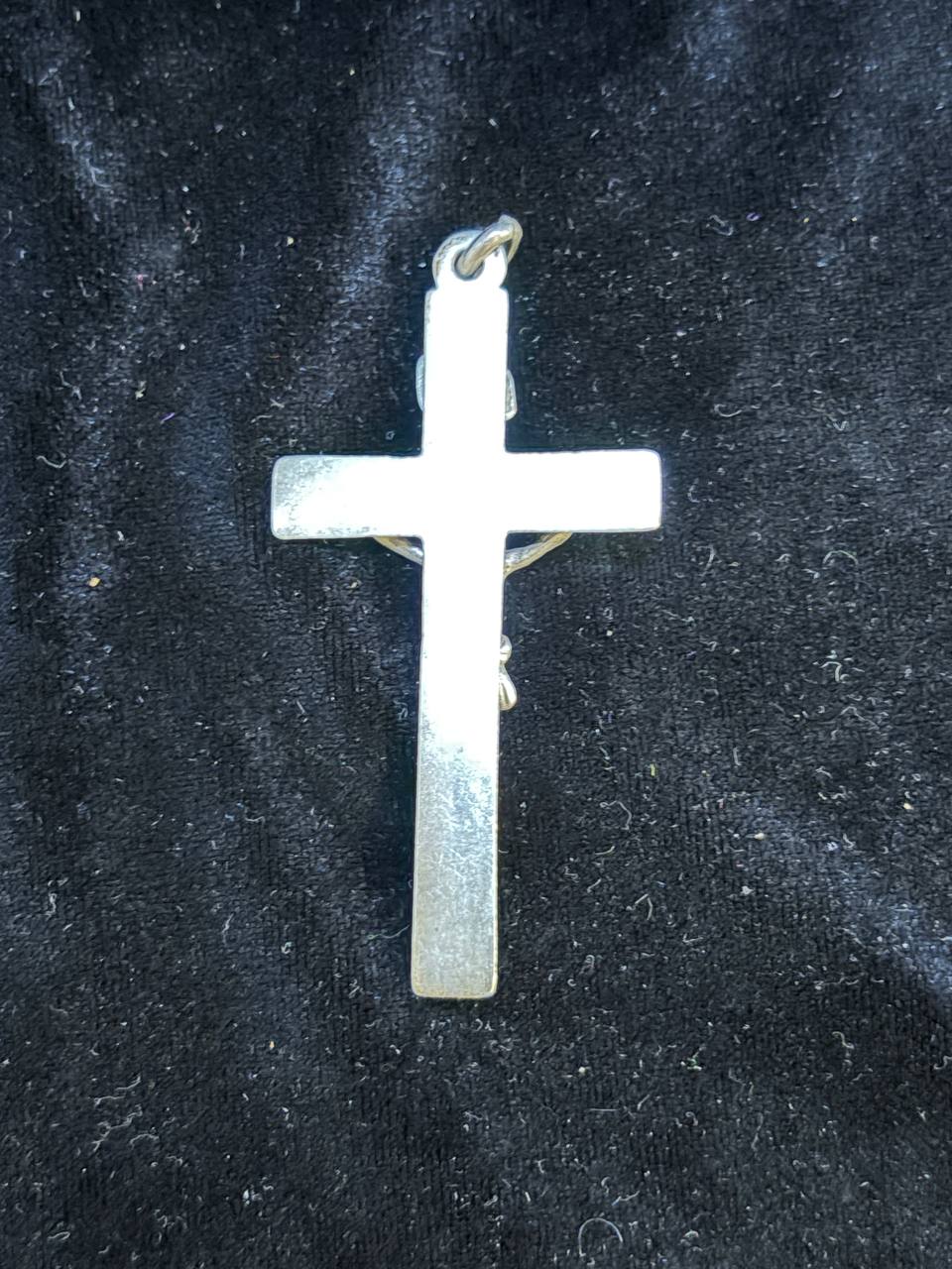 Vintage Catholic Crucifix Pendant, INRI Cross with Gilt Corpus, Religious Medal – photo 3
