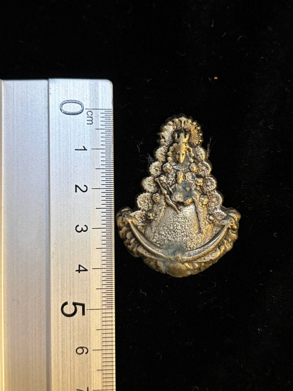Antique Madonna and Child Devotional Pendant | Ornate Catholic Religious Medal | Gilt Relief
