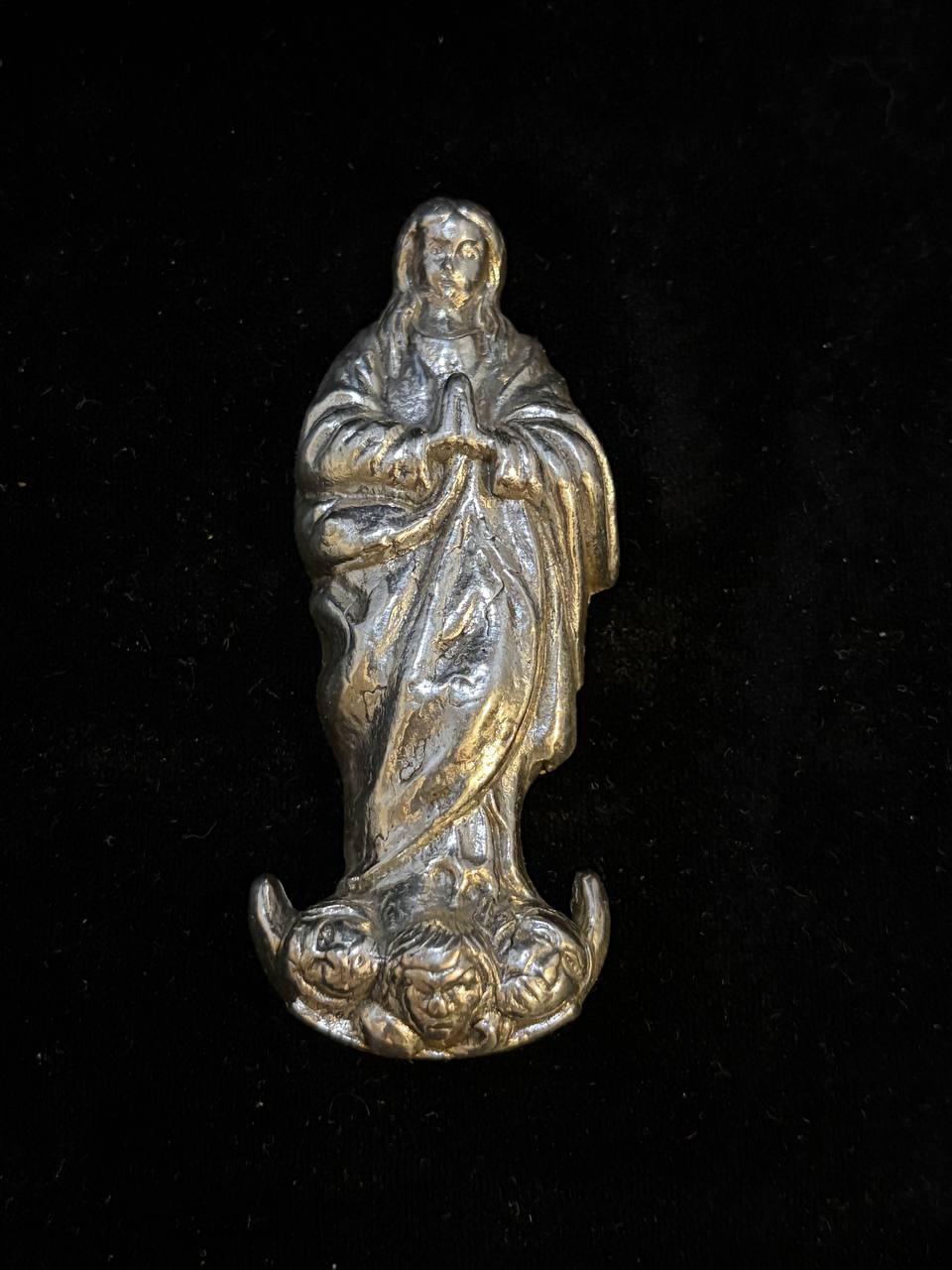 Antique Virgin Mary Devotional Plaque | Immaculate Conception | Ornate Gilt Catholic Religious Figure