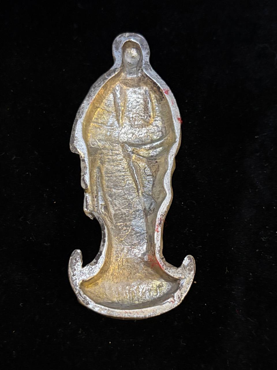 Antique Virgin Mary Devotional Plaque, Immaculate Conception, Ornate Gilt Catholic Religious Figure – photo 2