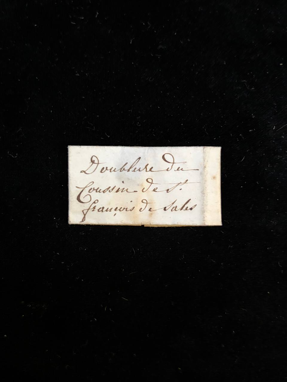 Rare Relic of Saint Francis de Sales | Fragment of His Chasuble Lining | Antique Handwritten Relic Label