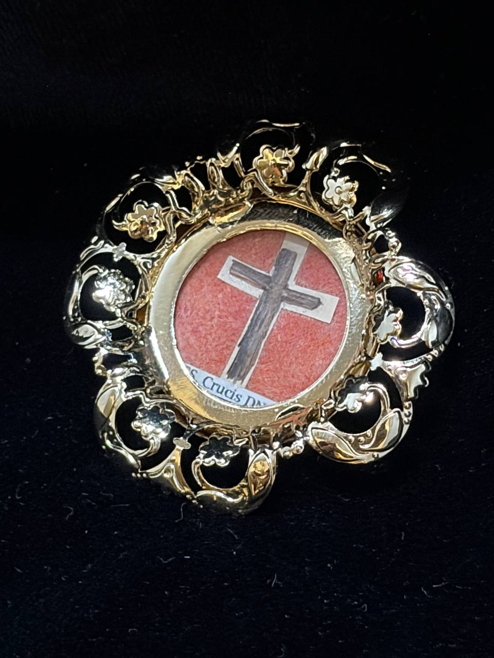 True Cross relic theca on black velvet