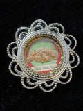 Saint Paul of Thebes relic in an ornate silver-tone filigree theca, label S. Pauli Theb. Erem.