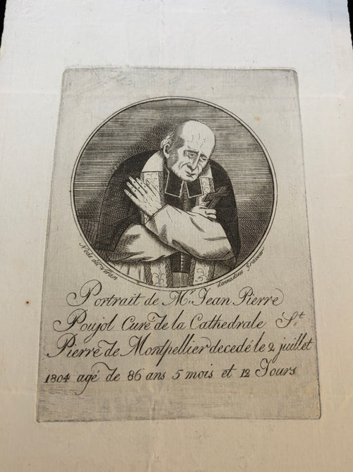 Close-up of the Poujol memorial etching with engraved inscription and signatures Node dit Veran and Donnadieu Graveur