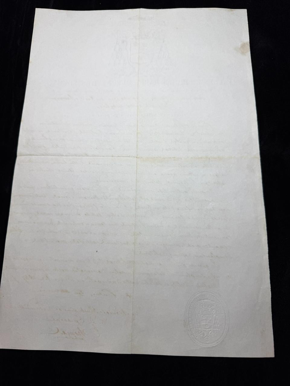Rare 1847 Catholic Episcopal Appointment Document Bishop Dupont des Loges – Diocese of Metz – Embossed Seal