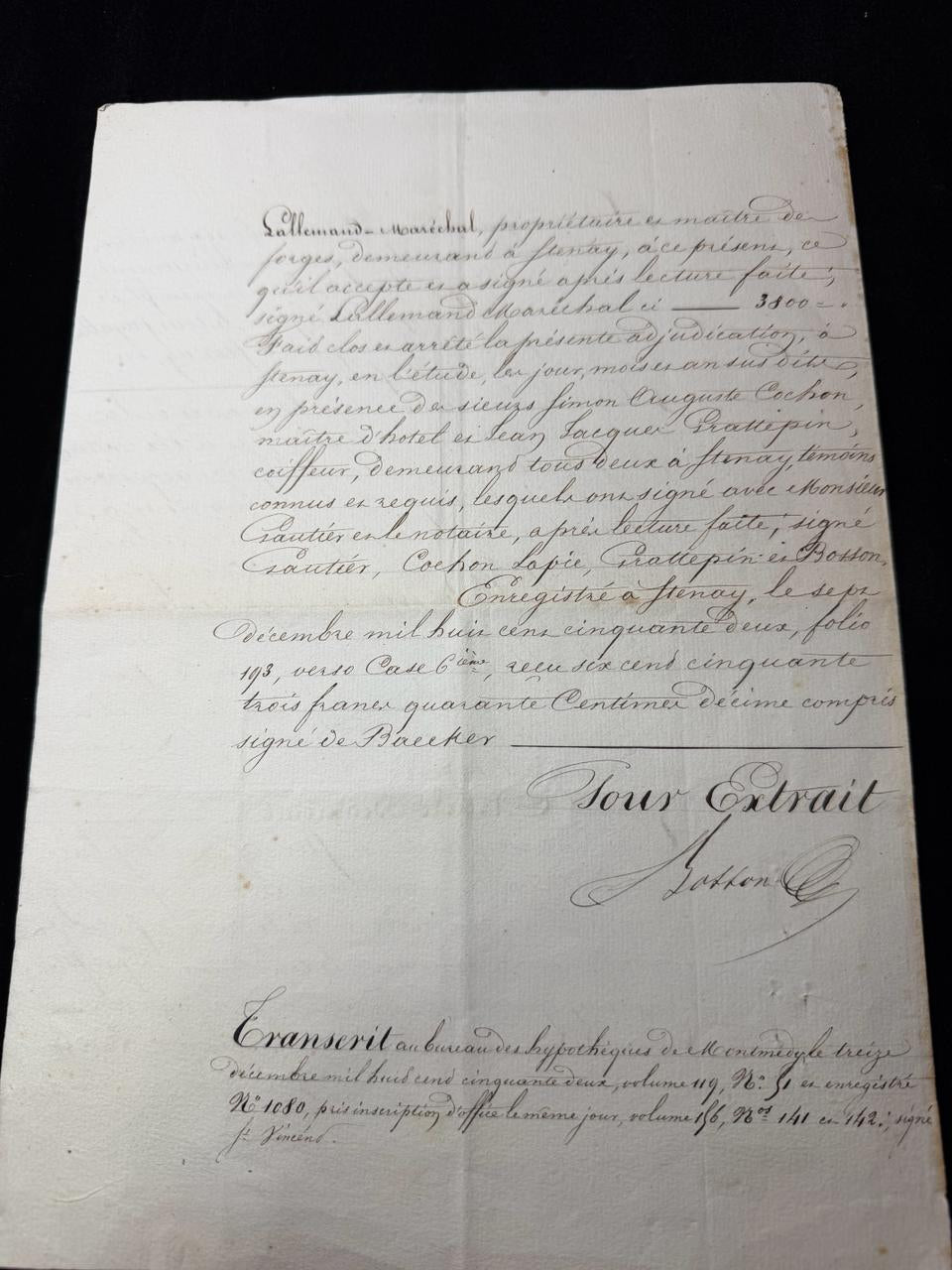 Rare French Notarial Document Property Auction Act – Meuse Department