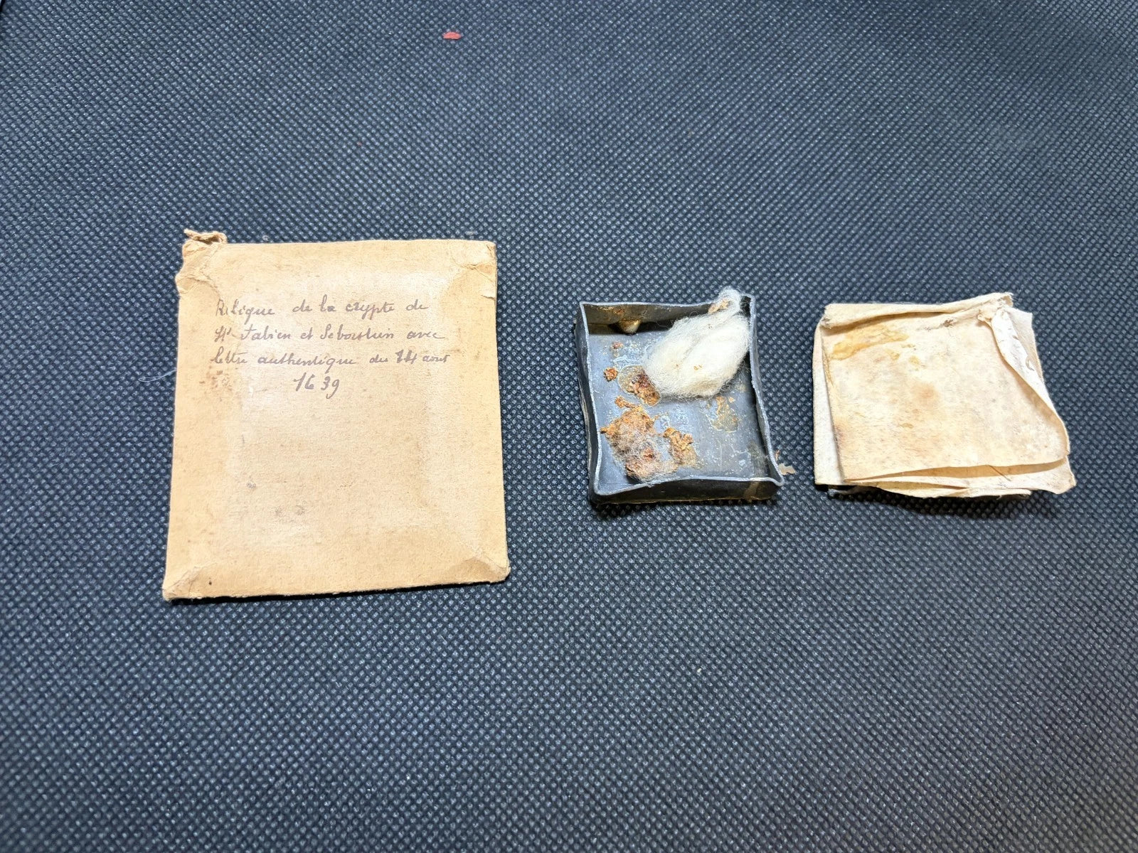 Relic from the Crypt of St Fabian &amp; St Sebastian w/ 1639 Authentication Document