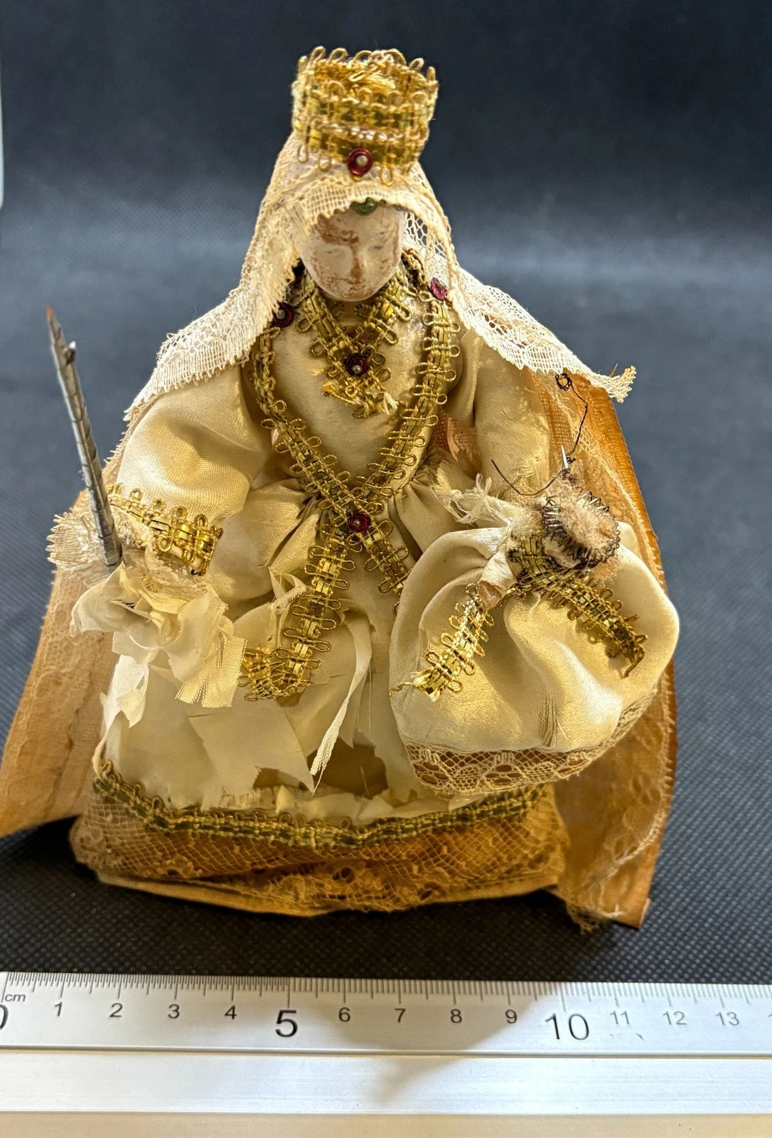 19th Century Style Madonna Child Devotional Figure Crowned Catholic Statue