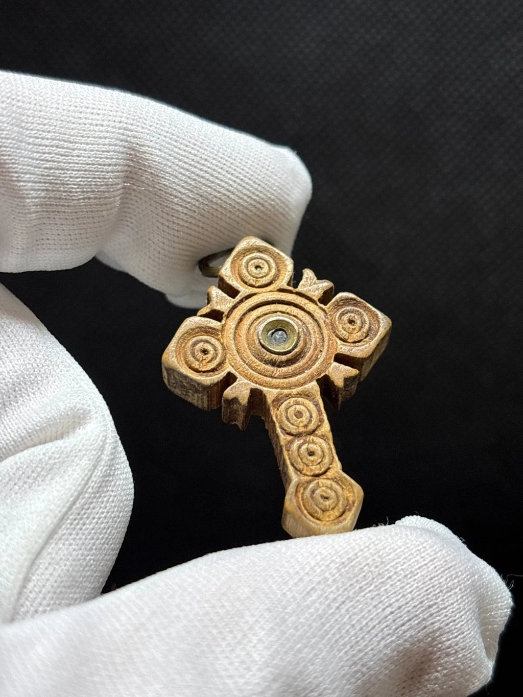 Antique Catholic Reliquary Cross Wooden Crucifix Relic Center Pendant