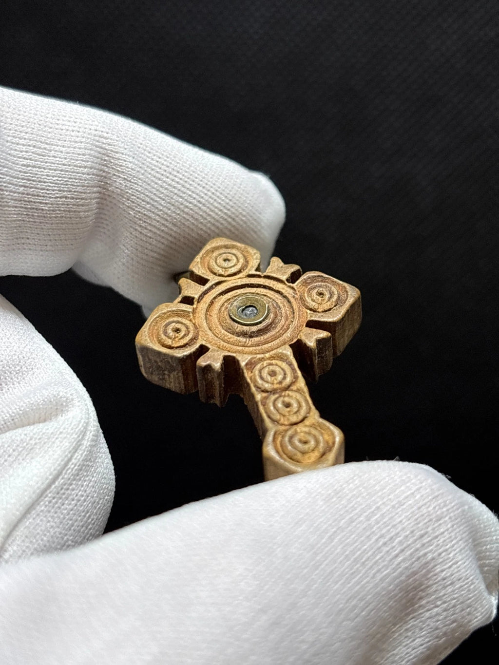 Antique Catholic Reliquary Cross Wooden Crucifix Relic Center Pendant