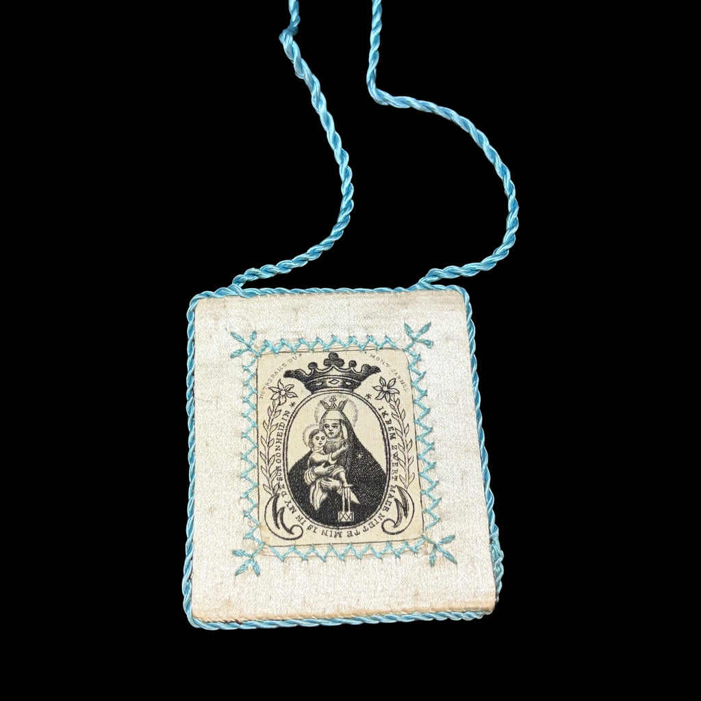 Antique Devotional Scapular Notre Dame de Grâce &amp; Our Lady of Carmel