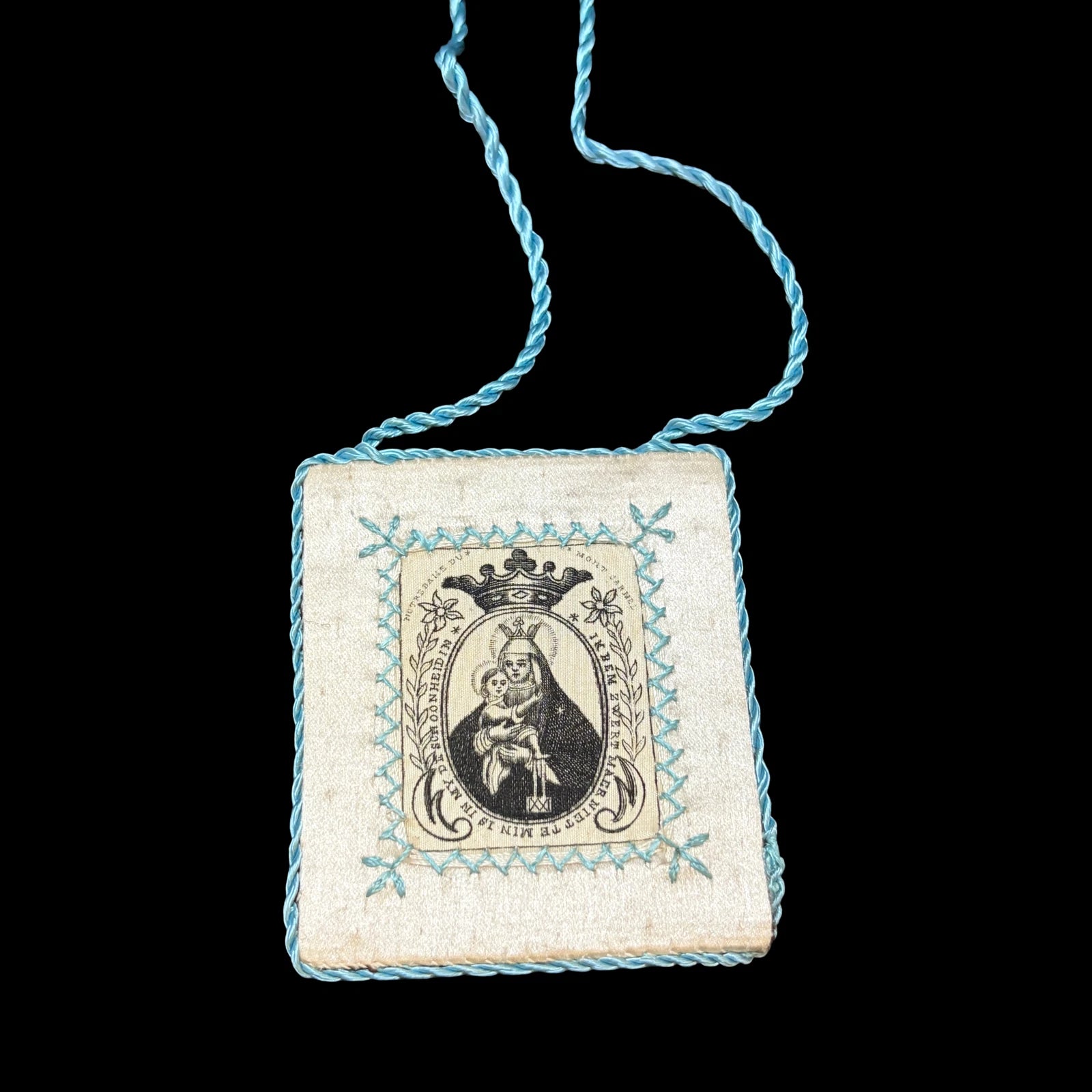 Antique Devotional Scapular Notre Dame de Grâce &amp; Our Lady of Carmel
