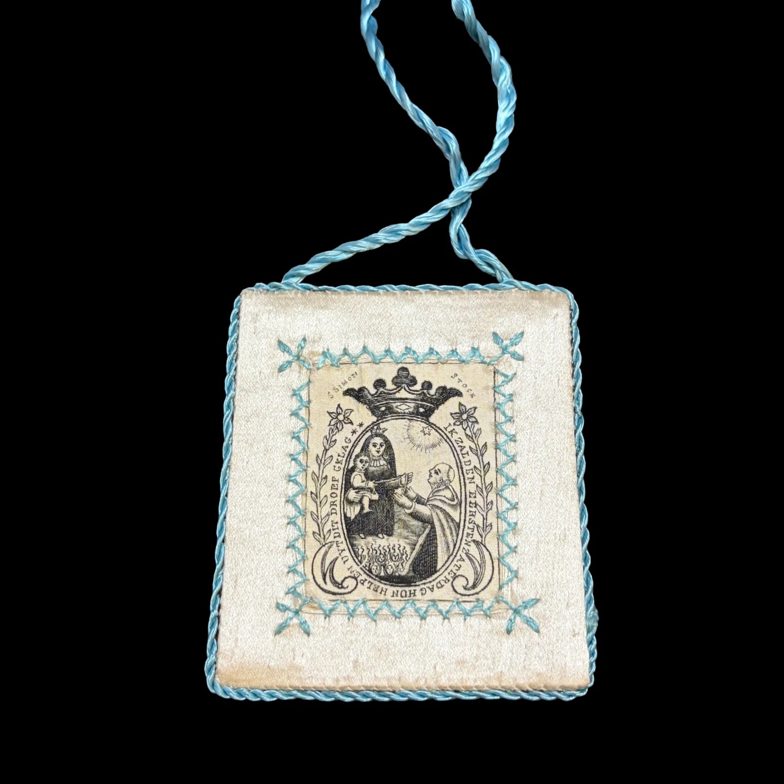 Antique Devotional Scapular Notre Dame de Grâce &amp; Our Lady of Carmel