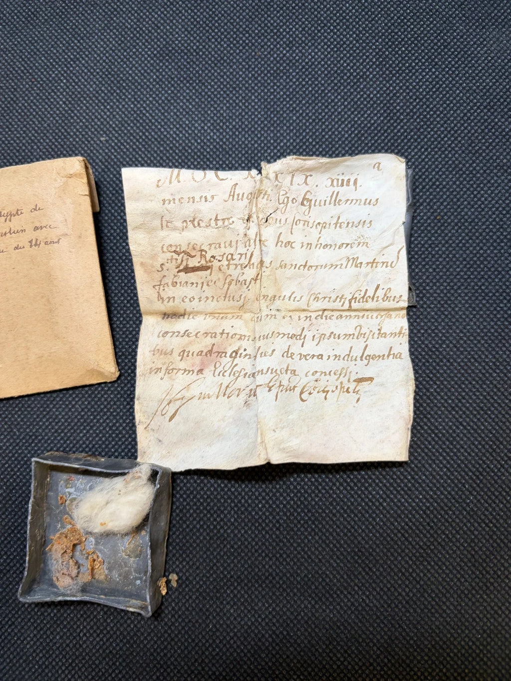 Relic from the Crypt of St Fabian &amp; St Sebastian w/ 1639 Authentication Document