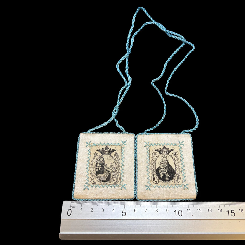 Antique Devotional Scapular Notre Dame de Grâce &amp; Our Lady of Carmel
