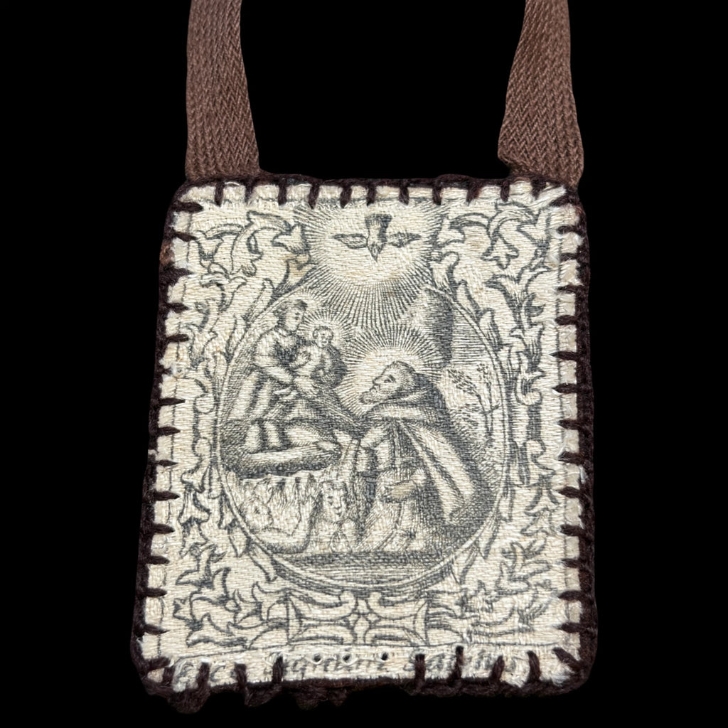 Antique Catholic Brown Scapular Our Lady of Mount Carmel Devotional