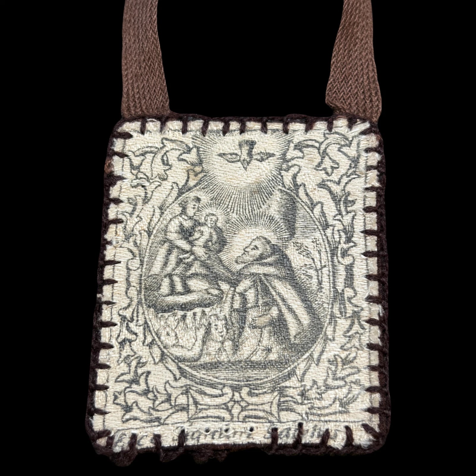 Antique Catholic Brown Scapular Our Lady of Mount Carmel Devotional