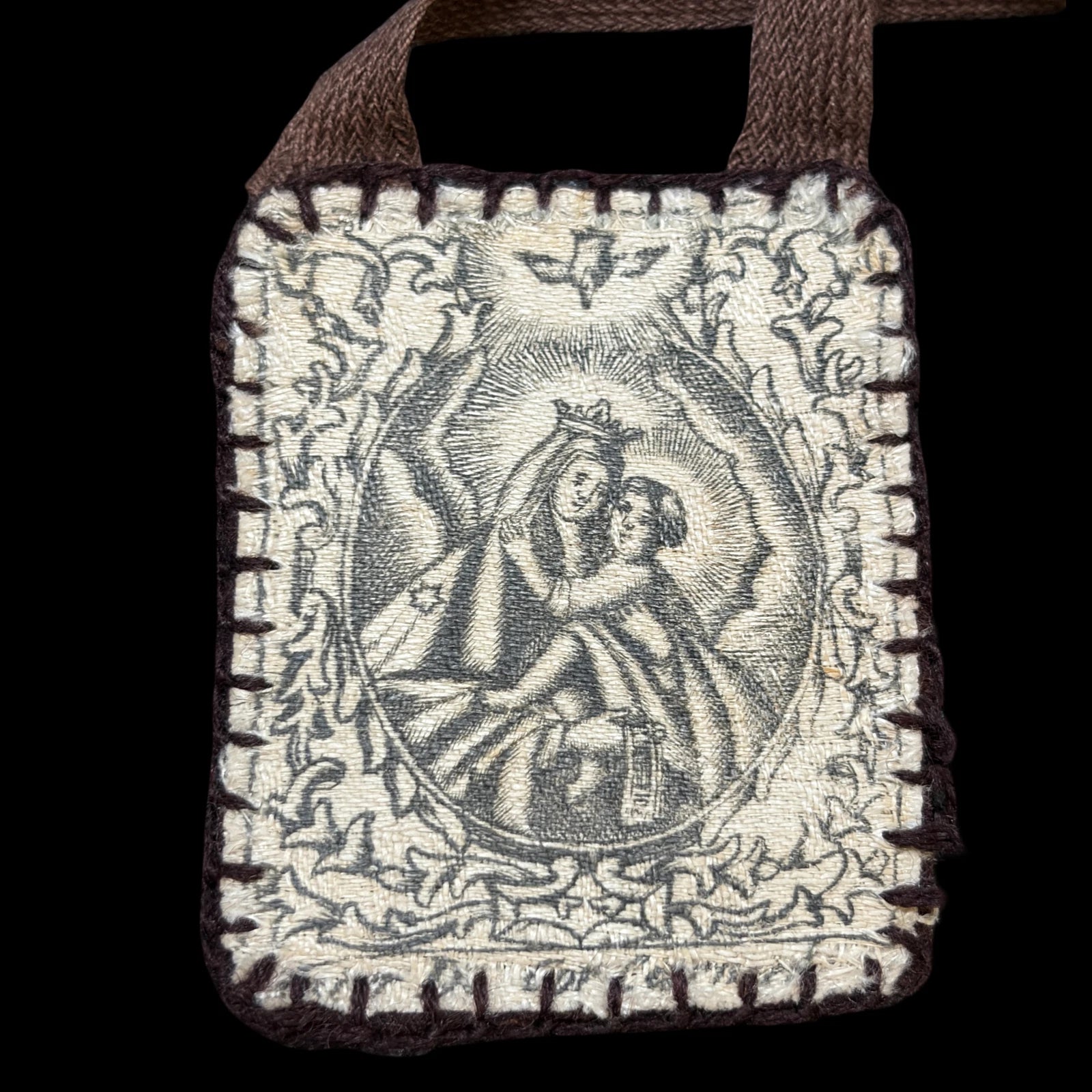 Antique Catholic Brown Scapular Our Lady of Mount Carmel Devotional