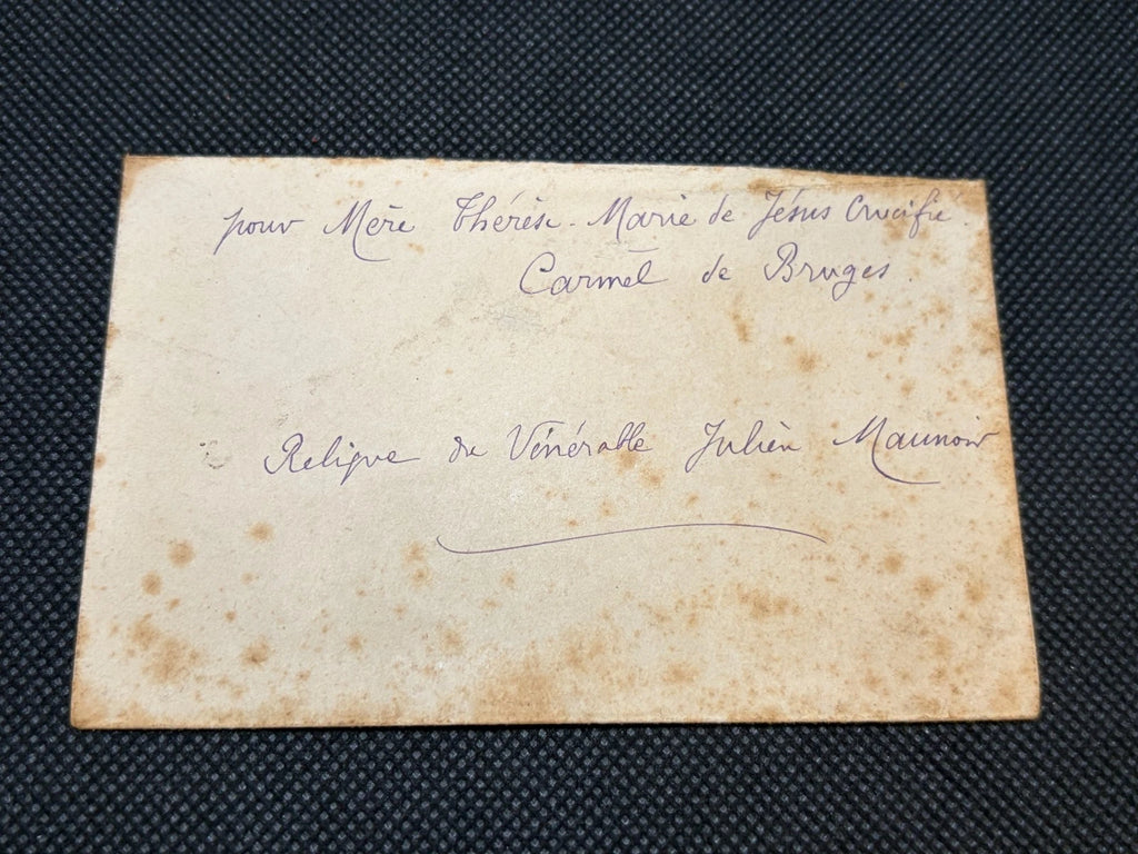 Antique Catholic Relic Envelope Venerable Julien Maunoir Empty Relic Packet