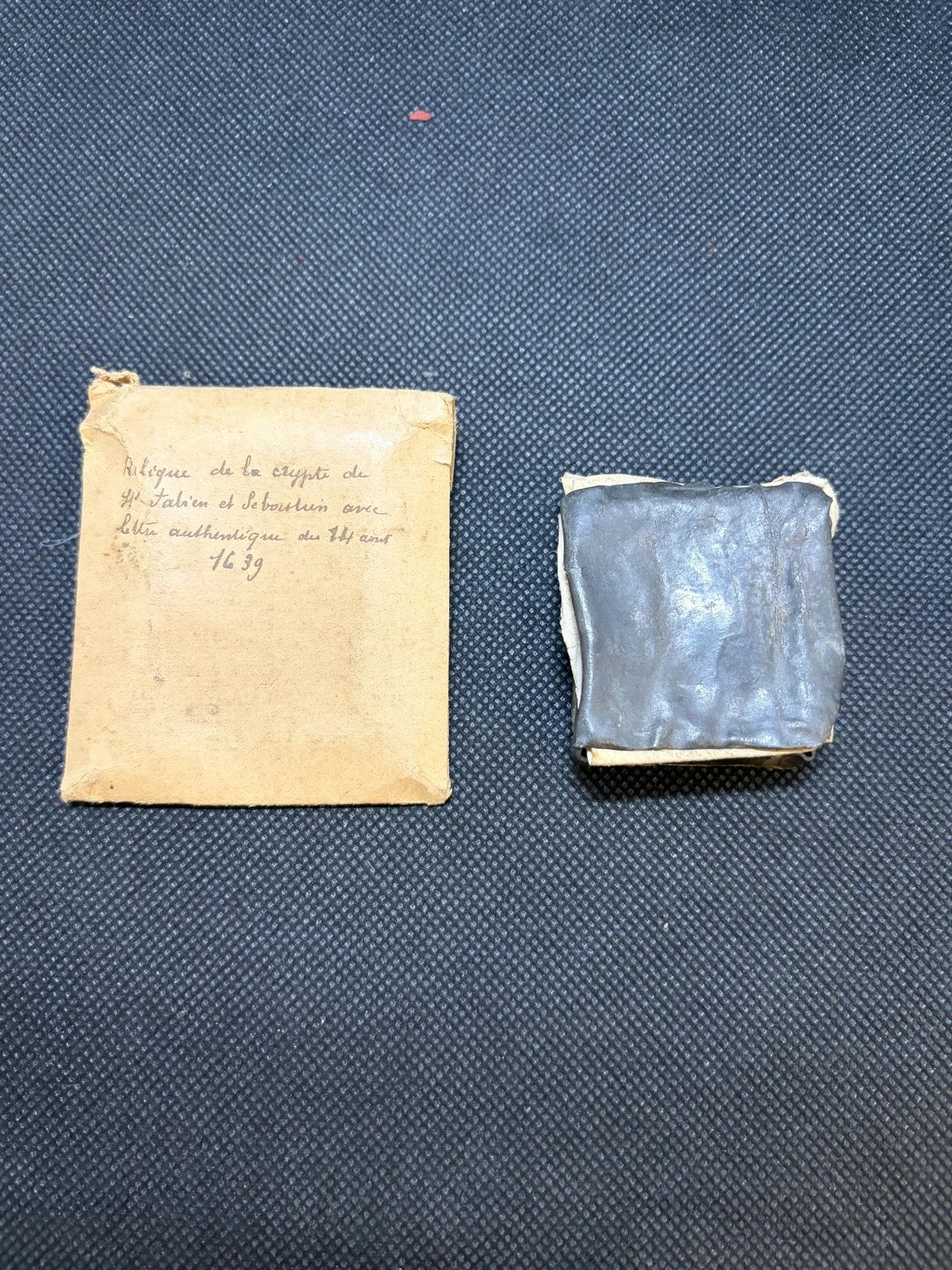 Relic from the Crypt of St Fabian &amp; St Sebastian w/ 1639 Authentication Document